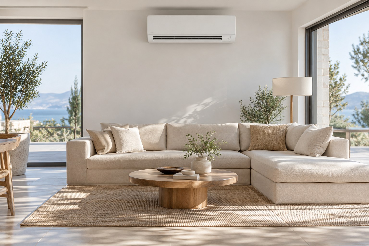 Pompe à chaleur air-air dans une pièce de vie